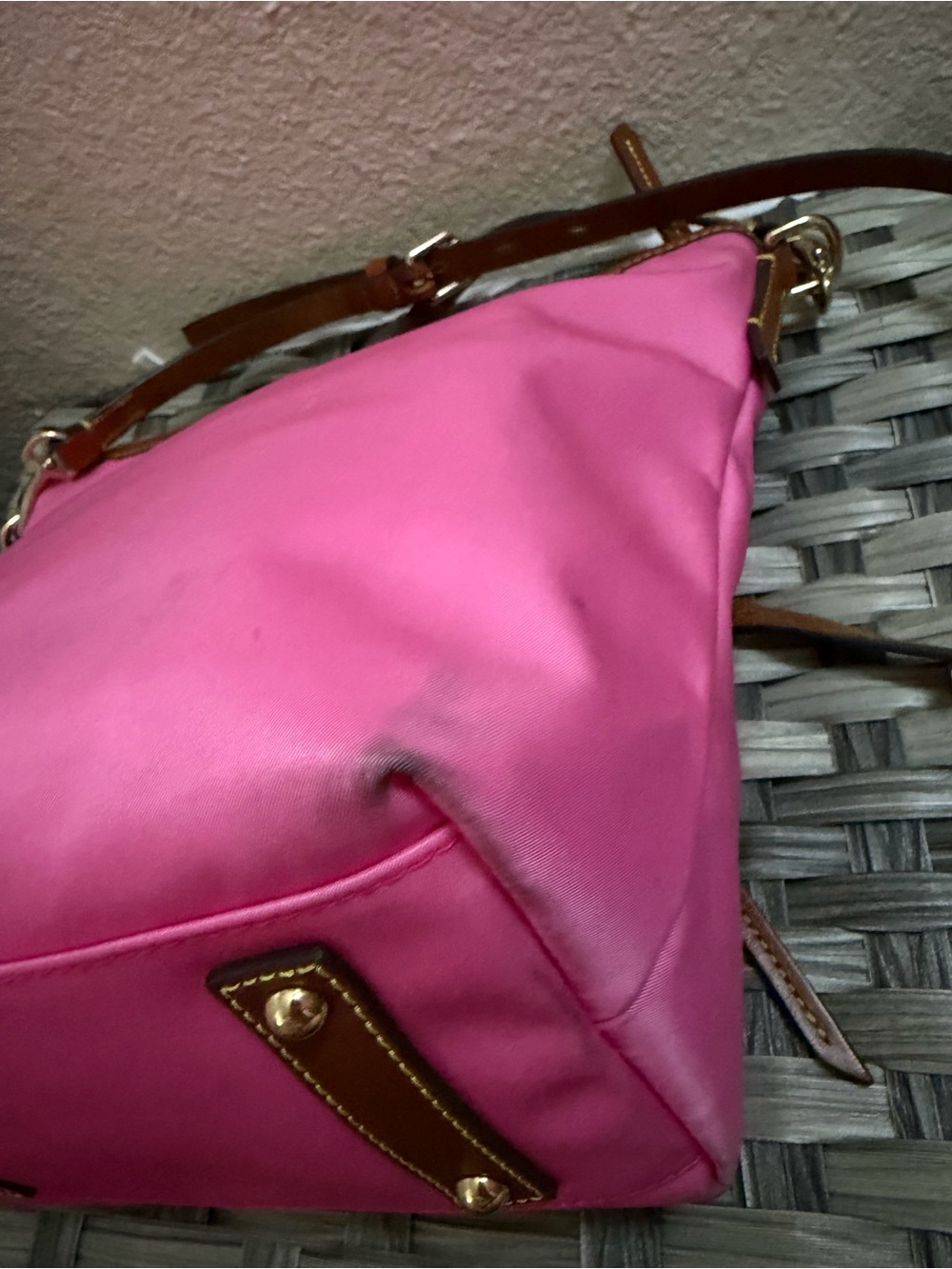 Dooney & Bourke Pink Nylon Crossbody Bucket Bag - Picture 11 of 16